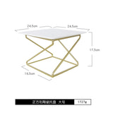 European Style Rectangular White Ceramics Cake Pan with Golden Metal Display