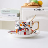 Bone China Tea Mug Coffee Cup Set With Golden Handle Drinkware Set