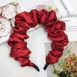 Custom Crumpled Fabric Fluffy Hair Bands Satin Silk Scrunchie Headband for Women