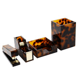 Office Supplies Table Organizer Set Acrylic Brown Leopard Desktop Accessories