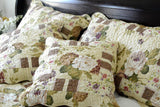 DaDa Bedding Vintage Cottage Rose Garden Floral Ivory Yellow Cotton Scalloped Quilted Bedspread Set (DXJ103478)