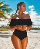 Ladies Off Shoulder Summer Sexy Swimsuit 2 Piece Sets Women Plus Size Swimwear Swimsuit Off Shoulder Sexy Swimwear