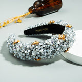 Baroque Hand Made Pearl Beading Gemstone Headband for Women