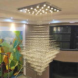 Modern and Simple Double Staircase Crystal Chandelier Luxury Long Crystal Bead Pendant Lamps
