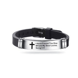 Cross Bible Christian Men Bracelet Adjustable Length Silicone Bangles