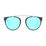 FRISCO | A18 - Modern Horn Rimmed Metal Frame Round Sunglasses