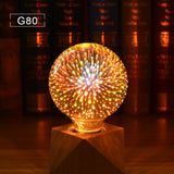 E27 RGB Neon Light AC 110v-220v Glass LED Lamp Bulbs 3D Fireworks Effect Neon Sign for Wedding Holiday Home Decoration Lighting