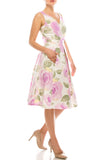 Gabby Skye Lavender Floral Printed Sleeveless Circle Skirt Dress