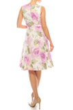 Gabby Skye Lavender Floral Printed Sleeveless Circle Skirt Dress