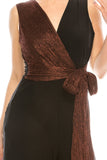 Gabby Skye Black Red Jersey & Metallic Rib Wide Leg Jumpsuit