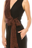 Gabby Skye Black Red Jersey & Metallic Rib Wide Leg Jumpsuit