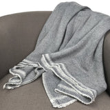 Charcoal + White Herringbone Throw