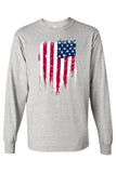Men's/Unisex USA Flag Battle Ripped Long Sleeve T-shirt