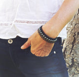 Black Onyx, Hematite and Smoky Quartz Bracelet Set