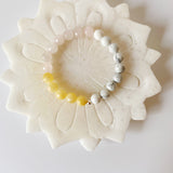Rose Quartz, White Howlite & Yellow Calcite Bracelet
