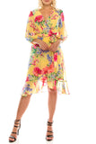 Jessica Howard Yellow Multi Floral High Low Surplice Dress