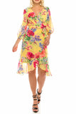 Jessica Howard Yellow Multi Floral High Low Surplice Dress