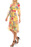 Jessica Howard Yellow Multi Floral High Low Surplice Dress