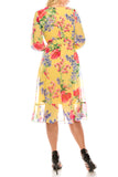 Jessica Howard Yellow Multi Floral High Low Surplice Dress