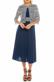 Jessica Howard Deep Navy Sparkly Lace & Jersey 2 Piece Jacket Dress