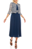Jessica Howard Deep Navy Sparkly Lace & Jersey 2 Piece Jacket Dress
