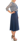 Jessica Howard Deep Navy Sparkly Lace & Jersey 2 Piece Jacket Dress
