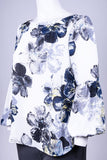 Jessica Rose Floral Boatneck Bishop Sleeved Blouse