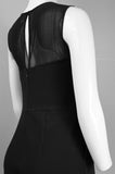 JS Boutique Illusion Neckline Embellished Waist Straight Leg Crepe
