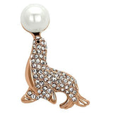 LO2873 Flash Rose Gold White Metal Brooches with