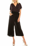 London Times Metallic Belted Culotte Jumpsuit - shopwishi 