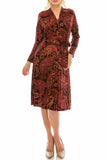 London Times Black Pink Paisley Printed A-Line Midi Dress