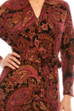 London Times Black Pink Paisley Printed A-Line Midi Dress