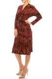 London Times Black Pink Paisley Printed A-Line Midi Dress