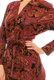 London Times Black Pink Paisley Printed A-Line Midi Dress