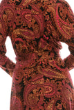 London Times Black Pink Paisley Printed A-Line Midi Dress