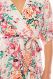 Maison Tara Ivory Multi Floral Print Maxi Dress with Ruffle Cuff