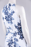 Nine West Floral Print Halter Neck A-Line Maxi Dress - shopwishi 