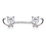 316L Stainless Steel Jeweled Kitty Cat Nipple Bar