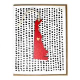 Laser-engraved Delaware Heart Ornament with Card