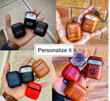 Camo Purple Premium Leather AirPods 1 & 2 Case Hook Series - shopwishi 