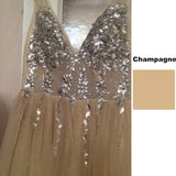 Sexy Tulle Long Prom Dresses New Arrival Backless Sweep Train Beaded A Line Special Occasion Evening Gowns Custom Made