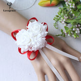 Lovegrace Wrist Corsages Bracelet Foam White Rose Wrist Flowers for Bridesmaid Bracelet Wedding Accessories Bridal Hand Flower