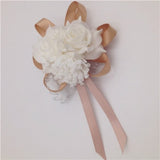 Lovegrace Wrist Corsages Bracelet Foam White Rose Wrist Flowers for Bridesmaid Bracelet Wedding Accessories Bridal Hand Flower