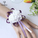 Lovegrace Wrist Corsages Bracelet Foam White Rose Wrist Flowers for Bridesmaid Bracelet Wedding Accessories Bridal Hand Flower