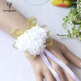 Lovegrace Wrist Corsages Bracelet Foam White Rose Wrist Flowers for Bridesmaid Bracelet Wedding Accessories Bridal Hand Flower