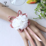 Lovegrace Wrist Corsages Bracelet Foam White Rose Wrist Flowers for Bridesmaid Bracelet Wedding Accessories Bridal Hand Flower