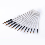 12 pcs/set Nylon Hair Watercolor Paint Brush Pen Set for Learning DIY Wooden Handle Oil Acrylic Painting Art Brushes Supplies