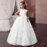 Little Flower Girl Dresses for Weddings Banquet Dress Girl Beaded Birthday First Communion Dresses Petals Long Sleeves Ball Gown
