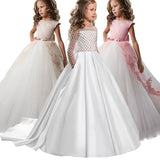 Little Flower Girl Dresses for Weddings Banquet Dress Girl Beaded Birthday First Communion Dresses Petals Long Sleeves Ball Gown
