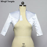 New Gold Satin Wedding Bolero Tippet Shrug Bridal Jacket Stole Wrap 3/4 Sleeve
